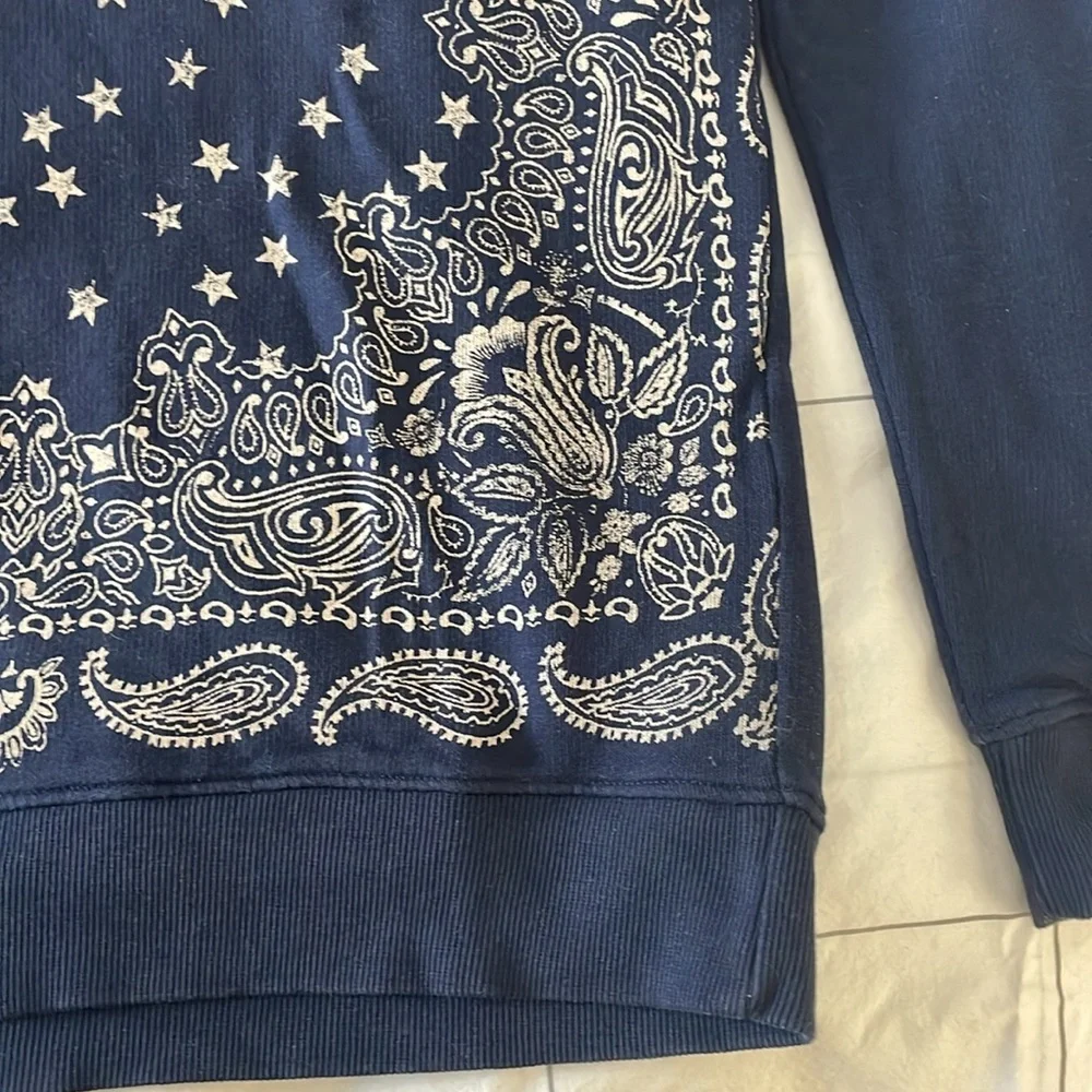 Lucky Brand Distressed Bandana Sweatshirt sz XS